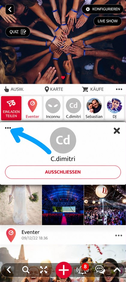 Drei Punkte des öffentlichen Profils