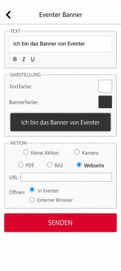 Aktion Webseite des Banners
