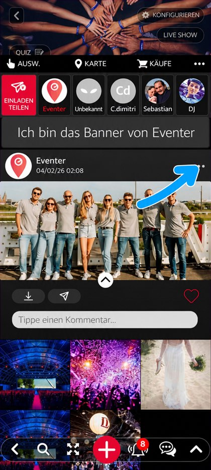 Menü eines Inhalts im Album