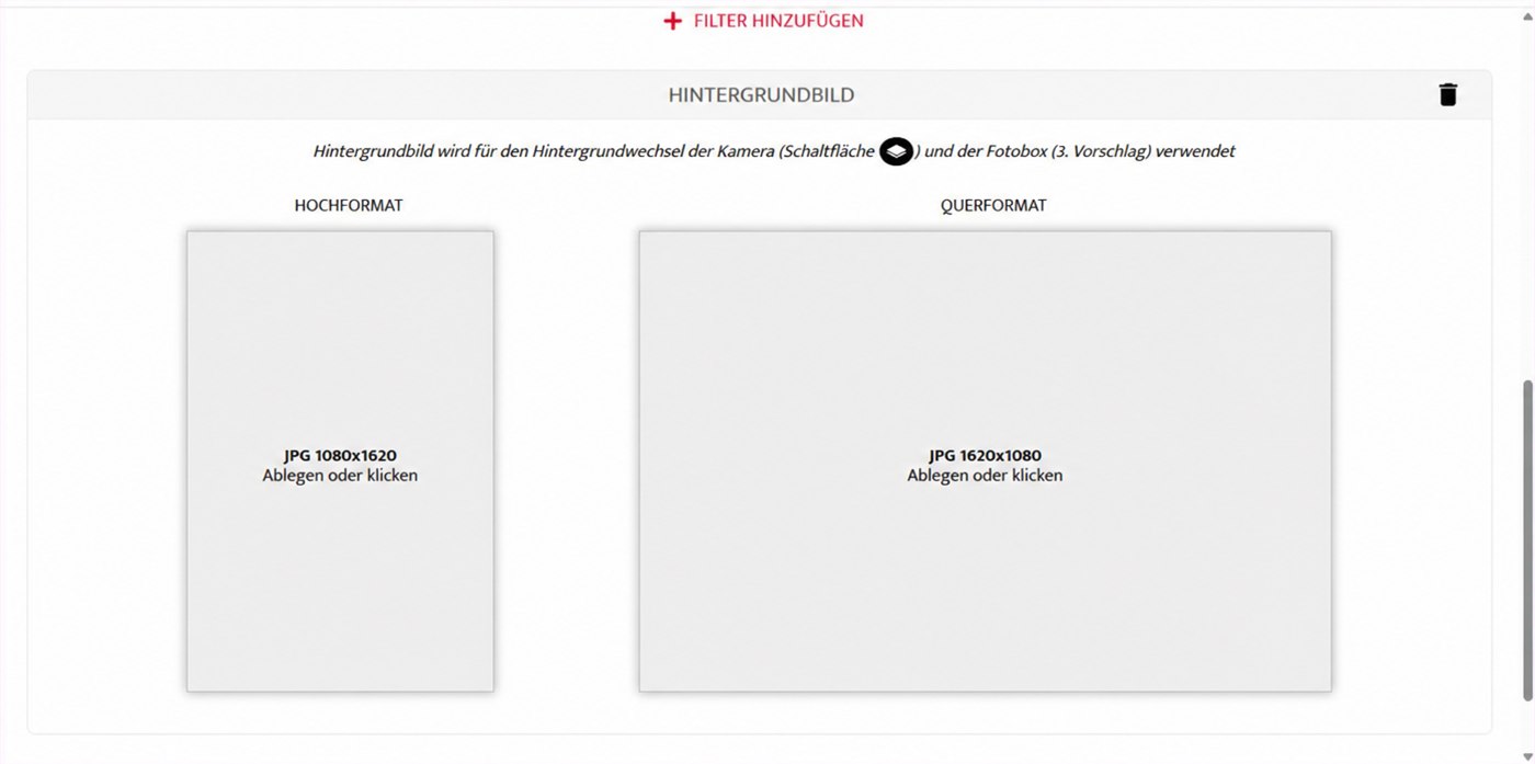 Ablagebereiche für die Hintergrundbilder