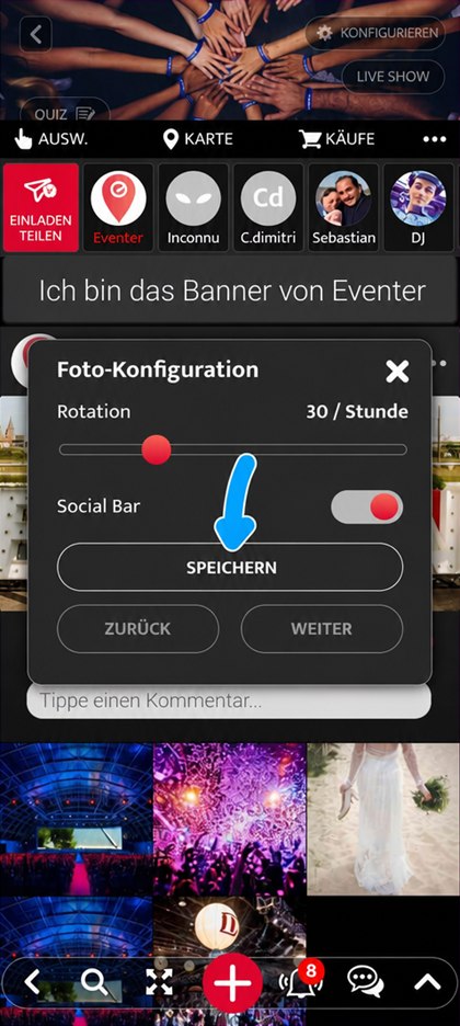 Schaltfläche Speichern der Inhaltseinstellung
