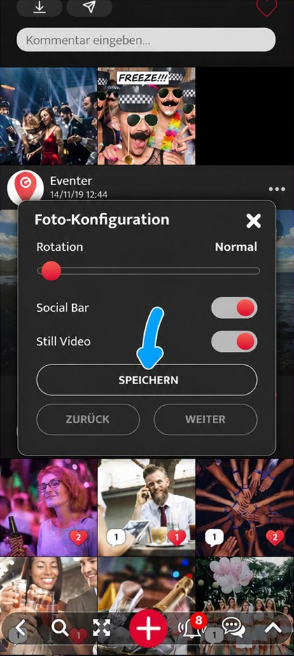 Schaltfläche Speichern des Modus Still Video