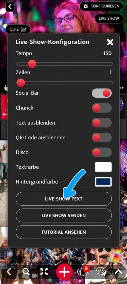 Schaltfläche Live-Show-Text