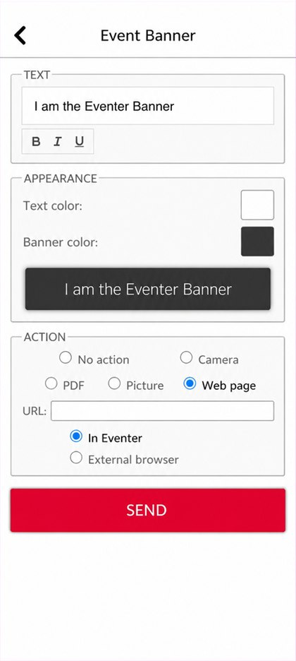 web page action of the banner