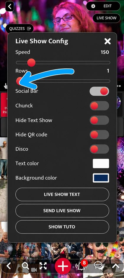 live show rows slider