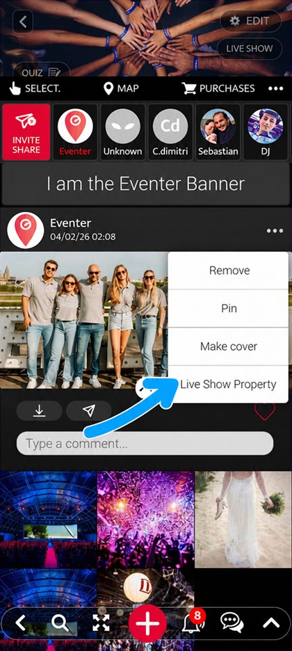 live show property entry