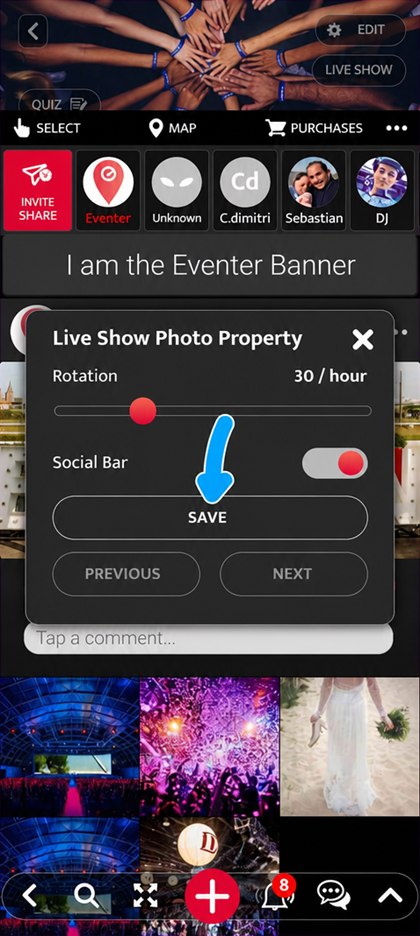 save button of the item setting