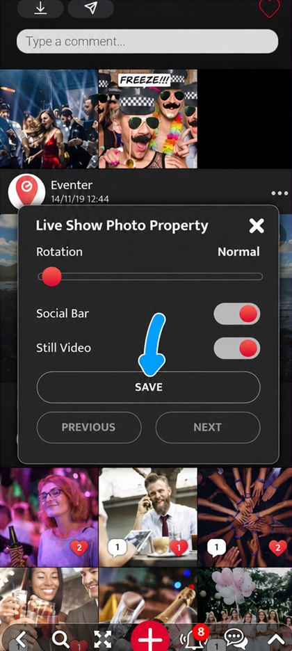 save button of the still video mode