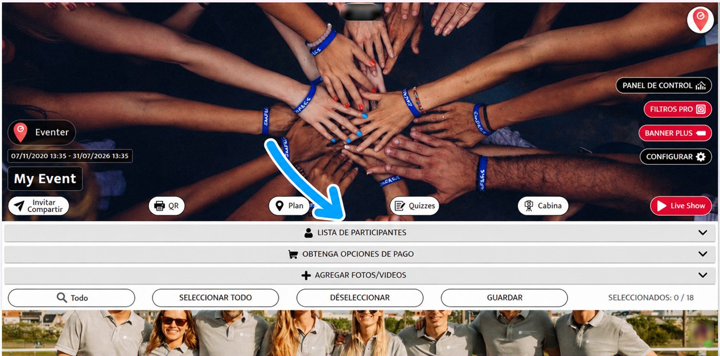 lista de participantes en eventer web