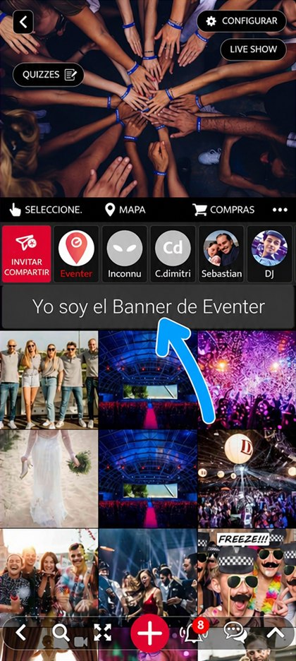 banner en la parte superior del evento