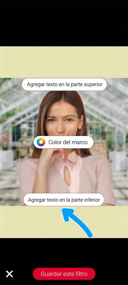 muestra agregar texto en la parte inferior