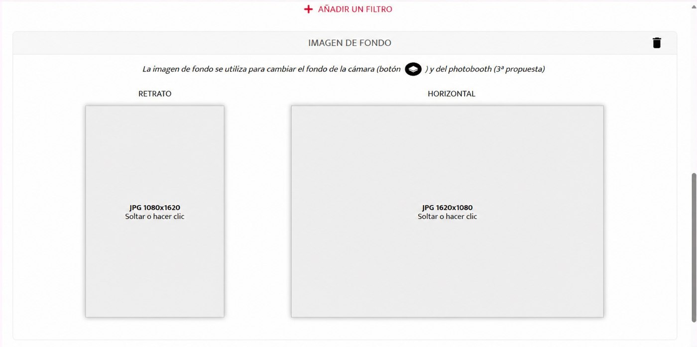 zonas para soltar las imágenes de fondo