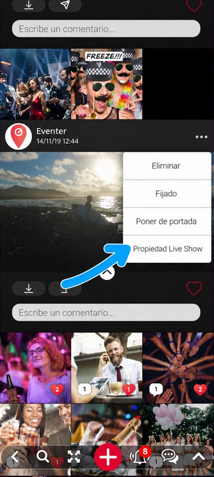 entrada live show property de un vídeo