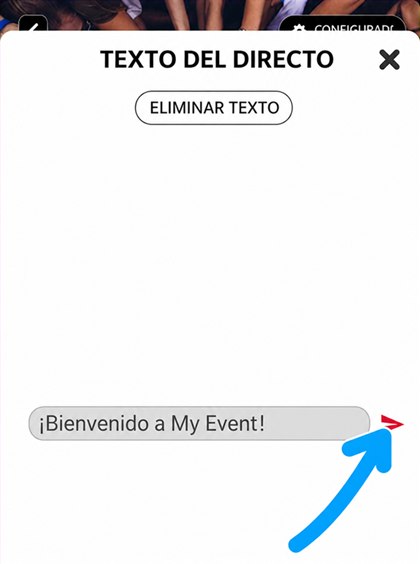 campo de escritura del texto del live show
