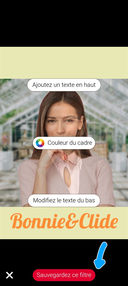 bouton sauvegardez ce filtre