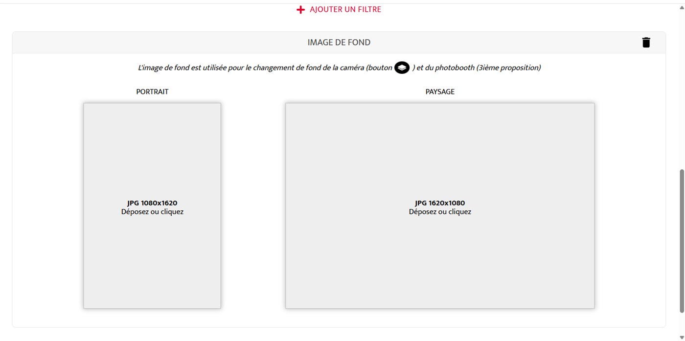 zones de depot des images de fond