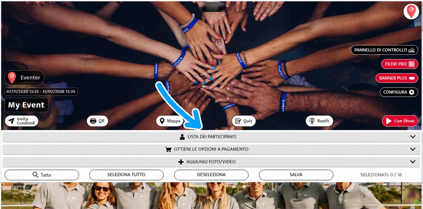 lista dei partecipanti su eventer web
