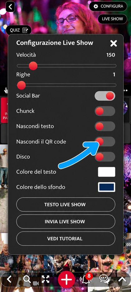 interruttore nascondi il qr code