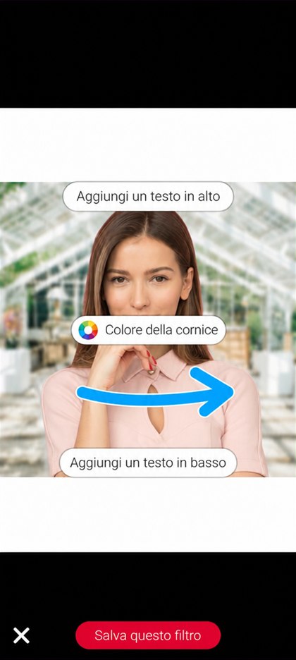 scelta della cornice del filtro