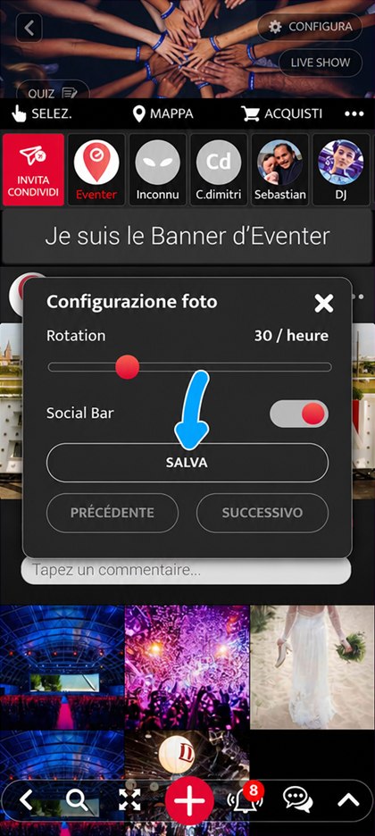 pulsante salva dell’impostazione di un contenuto