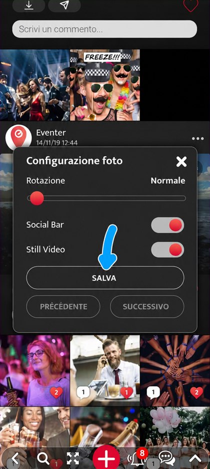 pulsante salva della modalità still video