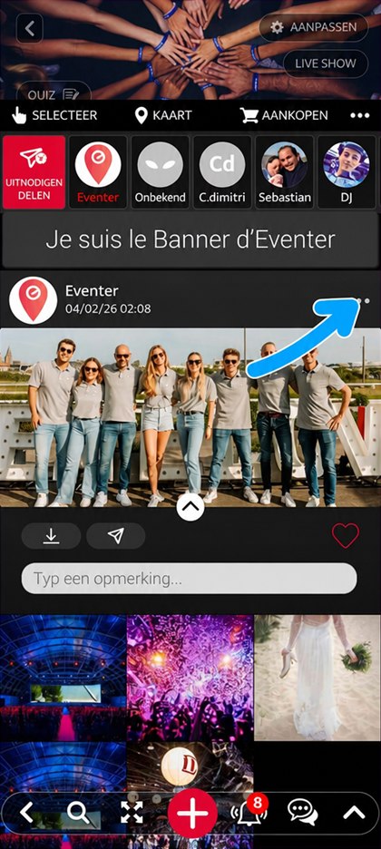 menu van een inhoud van het album