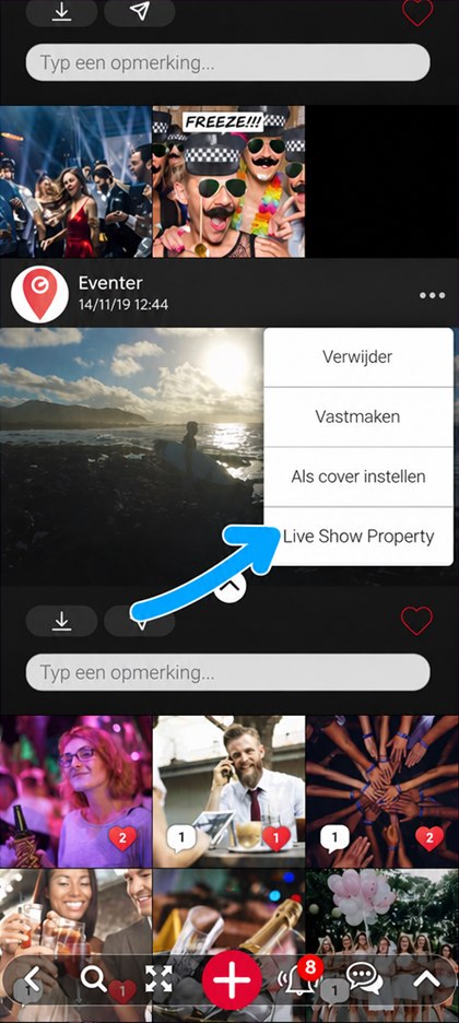 ingang live show property van een video