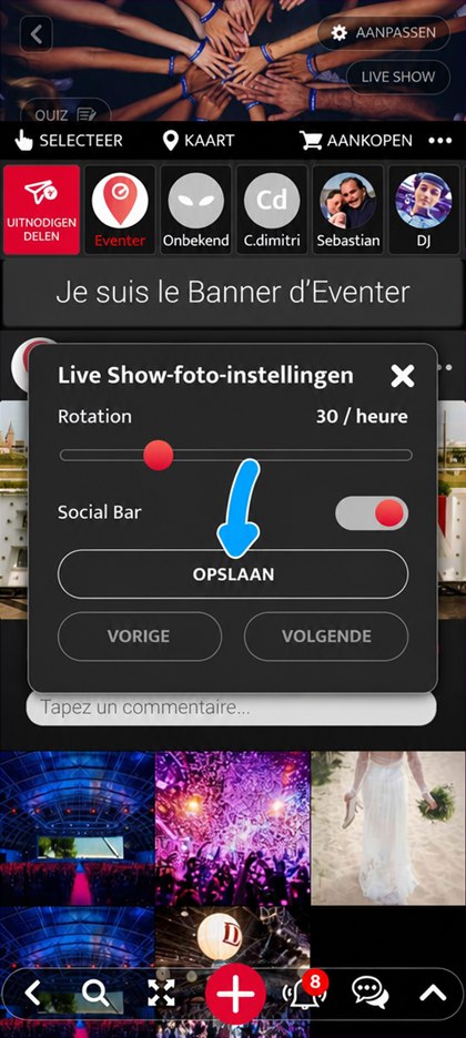 knop opslaan van de instelling van een inhoud