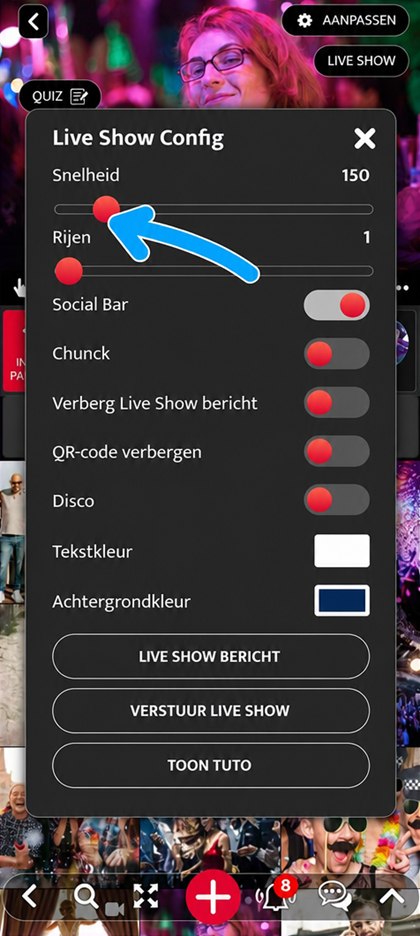 balk snelheid van de live show