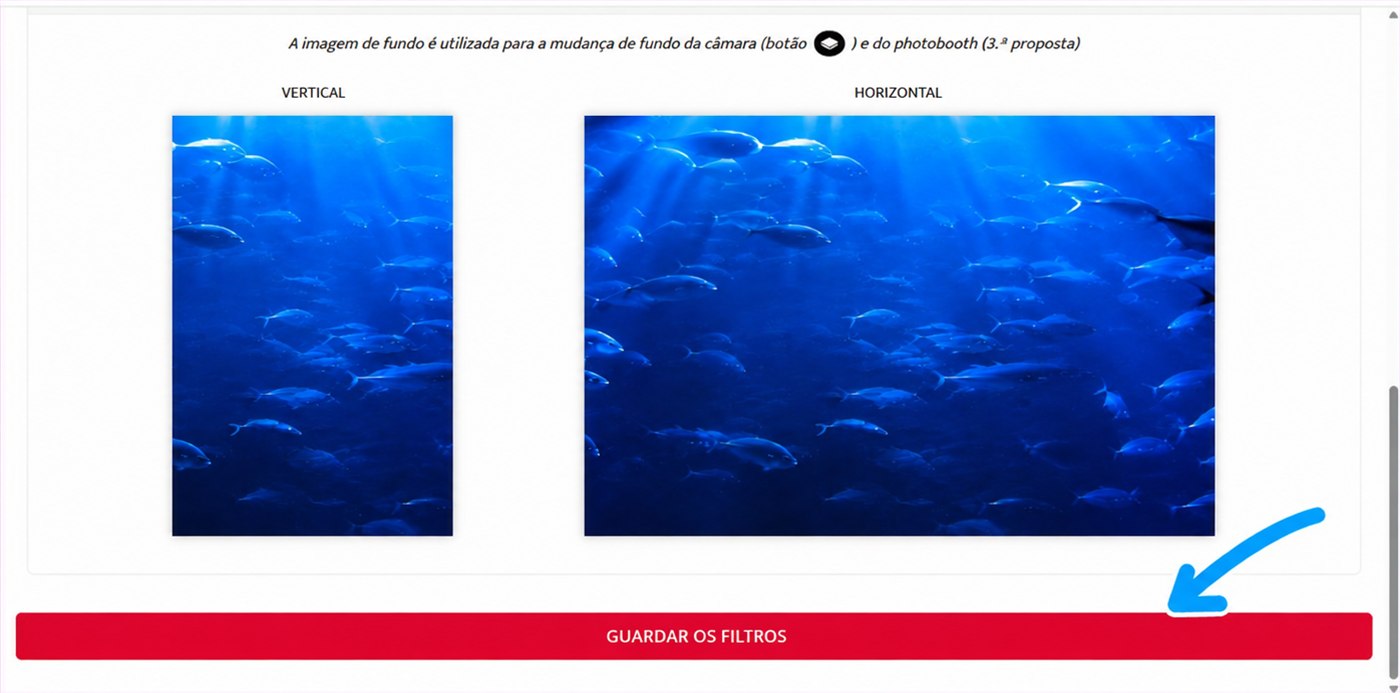 botão guardar os filtros