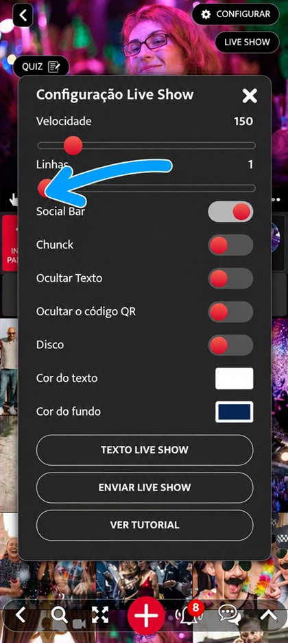 barra linhas do live show