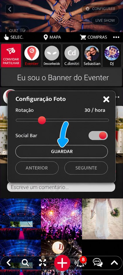 botão guardar da definição de um conteúdo