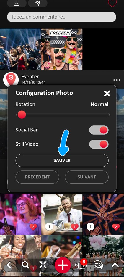 bouton sauver du mode still video