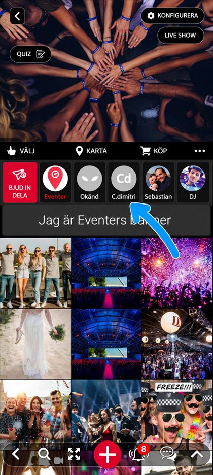 en deltagares profilbild i gästlistan