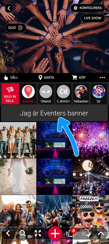 bannern högst upp i evenemanget