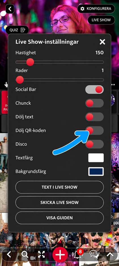 reglaget Dölj QR-koden