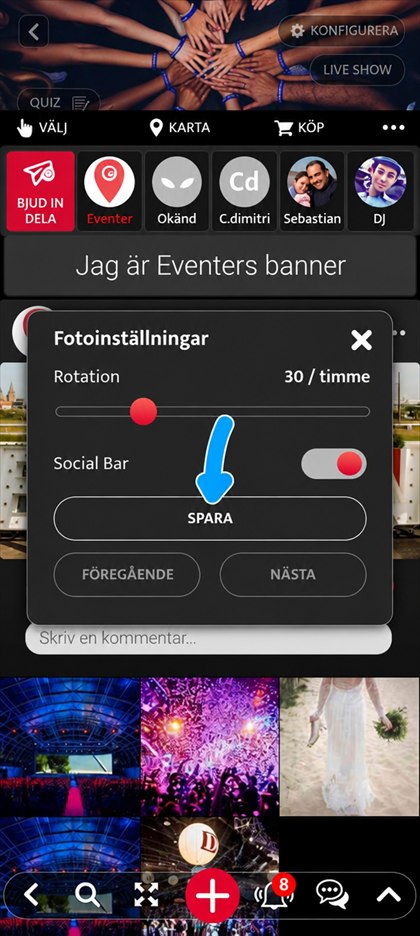 knappen Spara för inläggets inställning