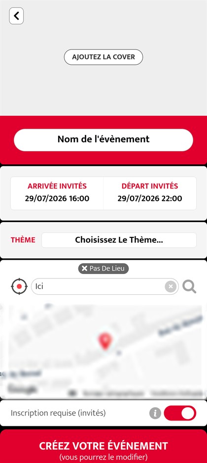 formulaire de creation d evenement