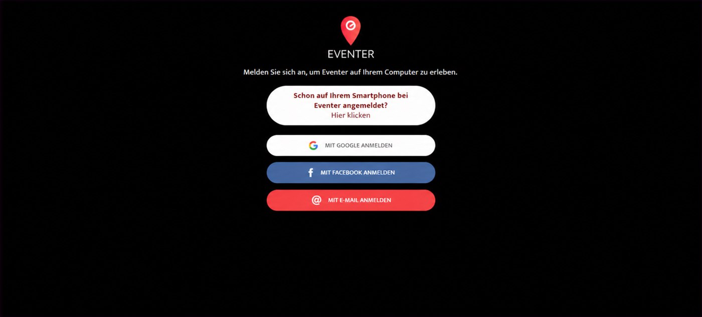 Anmeldung bei Eventer Web