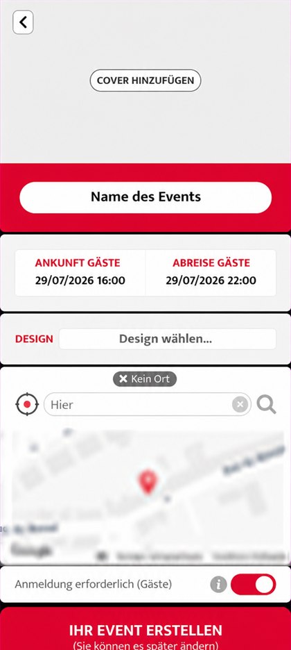 Formular zum Erstellen eines Events