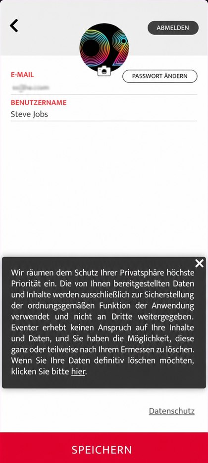 Link zum Löschen der Daten