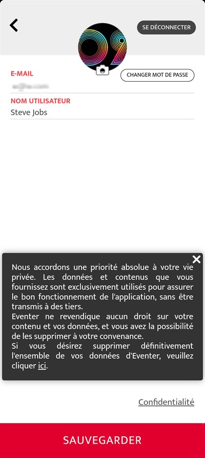 lien de suppression des donnees