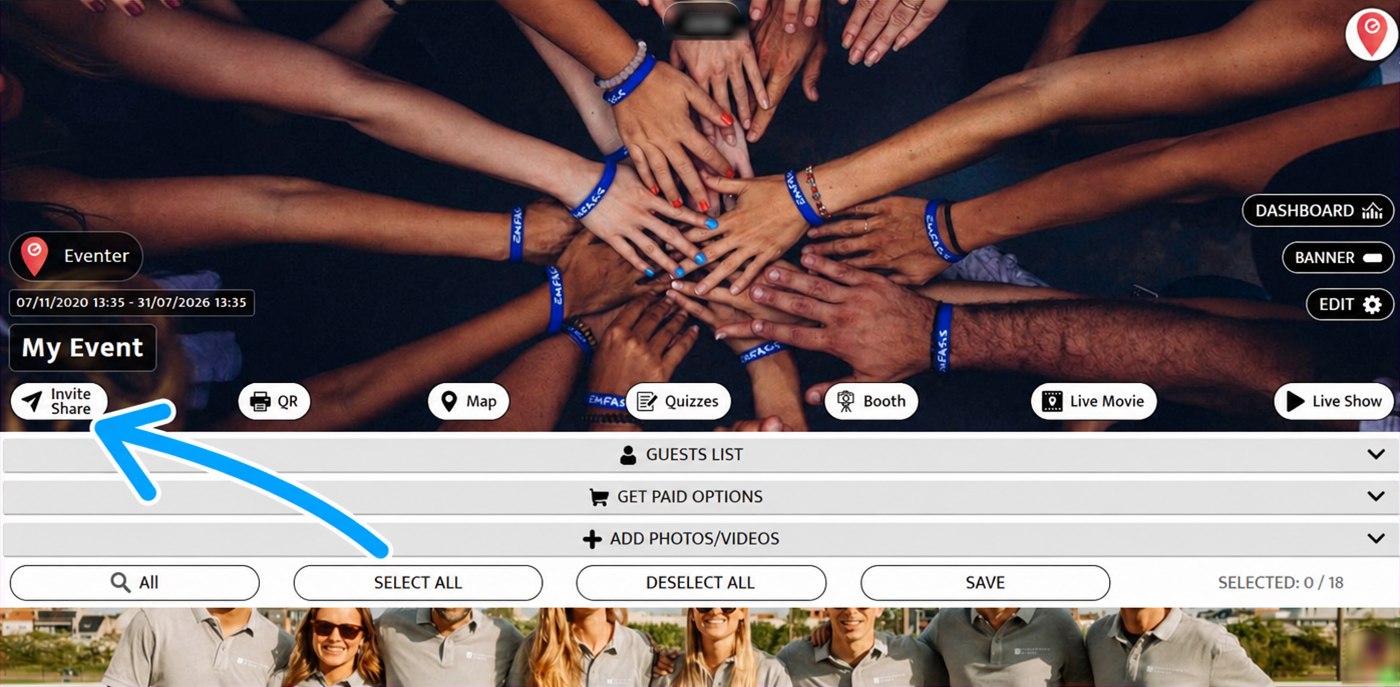 invite share button
