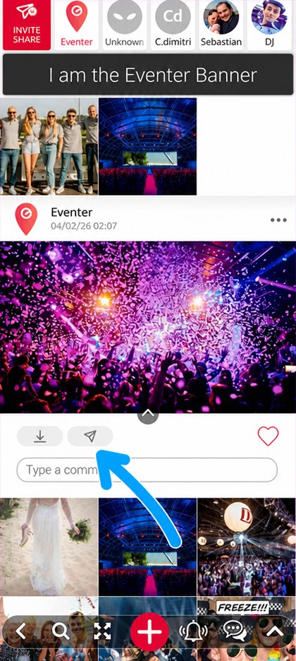share icon under a photo