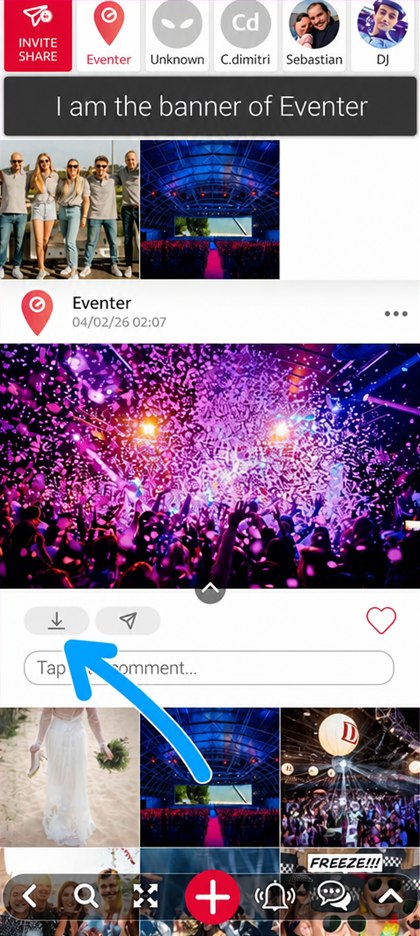 download icon under a photo