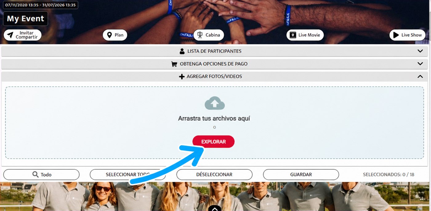 zona para soltar los archivos