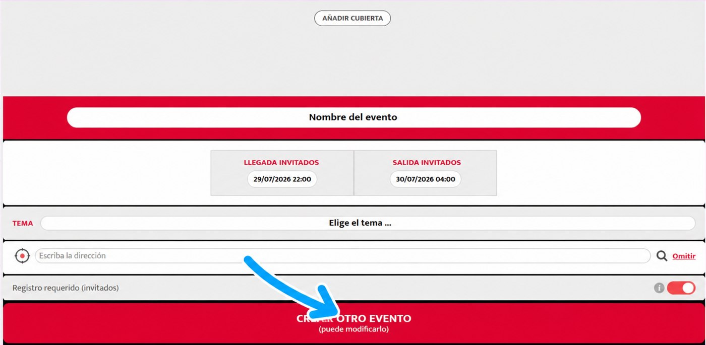 formulario de creación en el ordenador