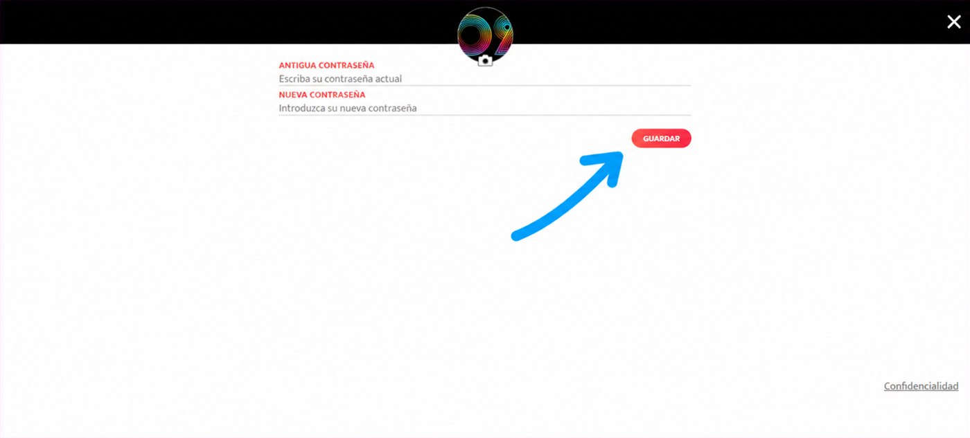 formulario de cambio de contraseña