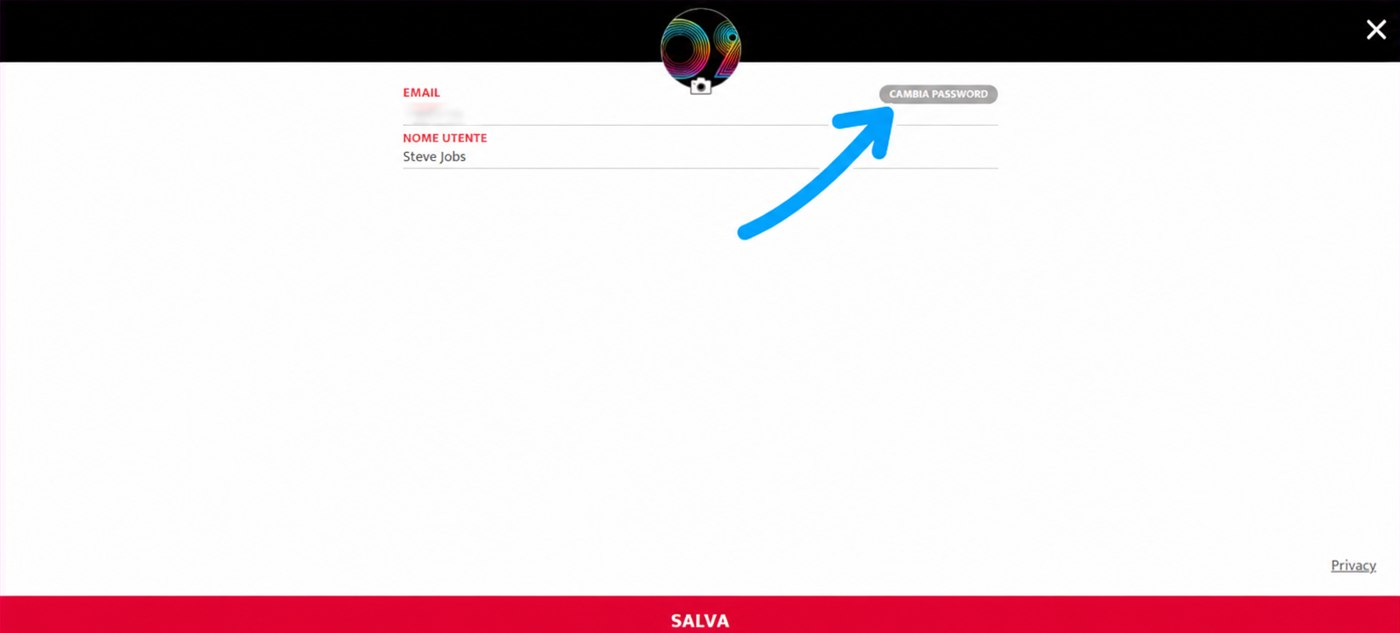 pulsante cambia password