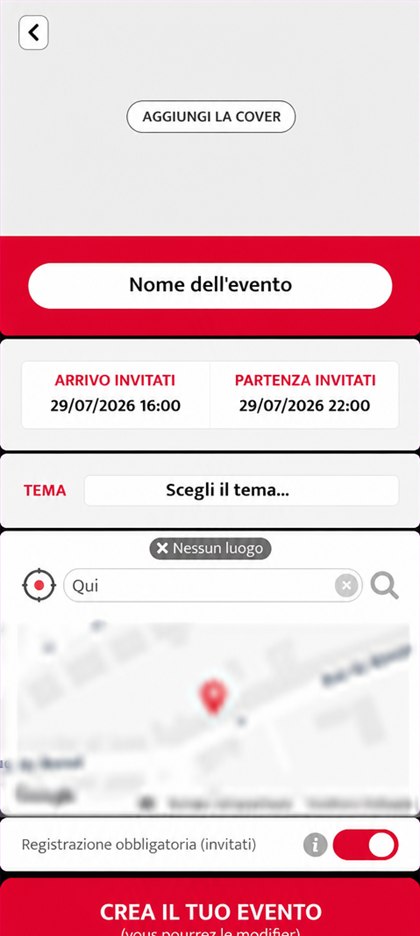modulo di creazione dell’evento